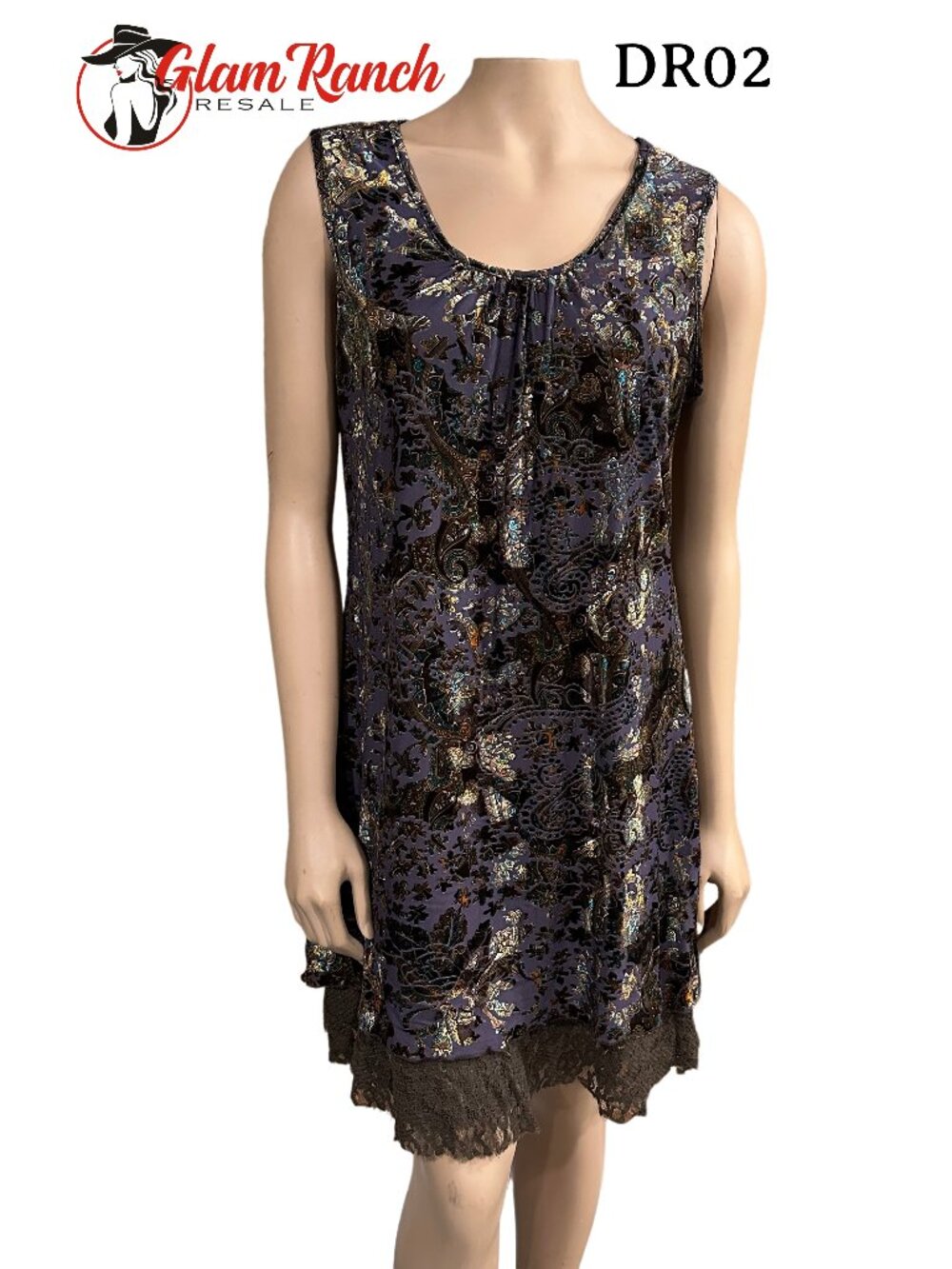 VGC Rancho Estancia Burnout Velvet Tank Dress SZ M